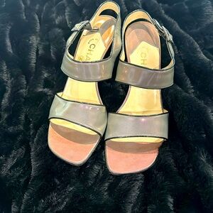 Purple Chanel sling back heels (never worn)